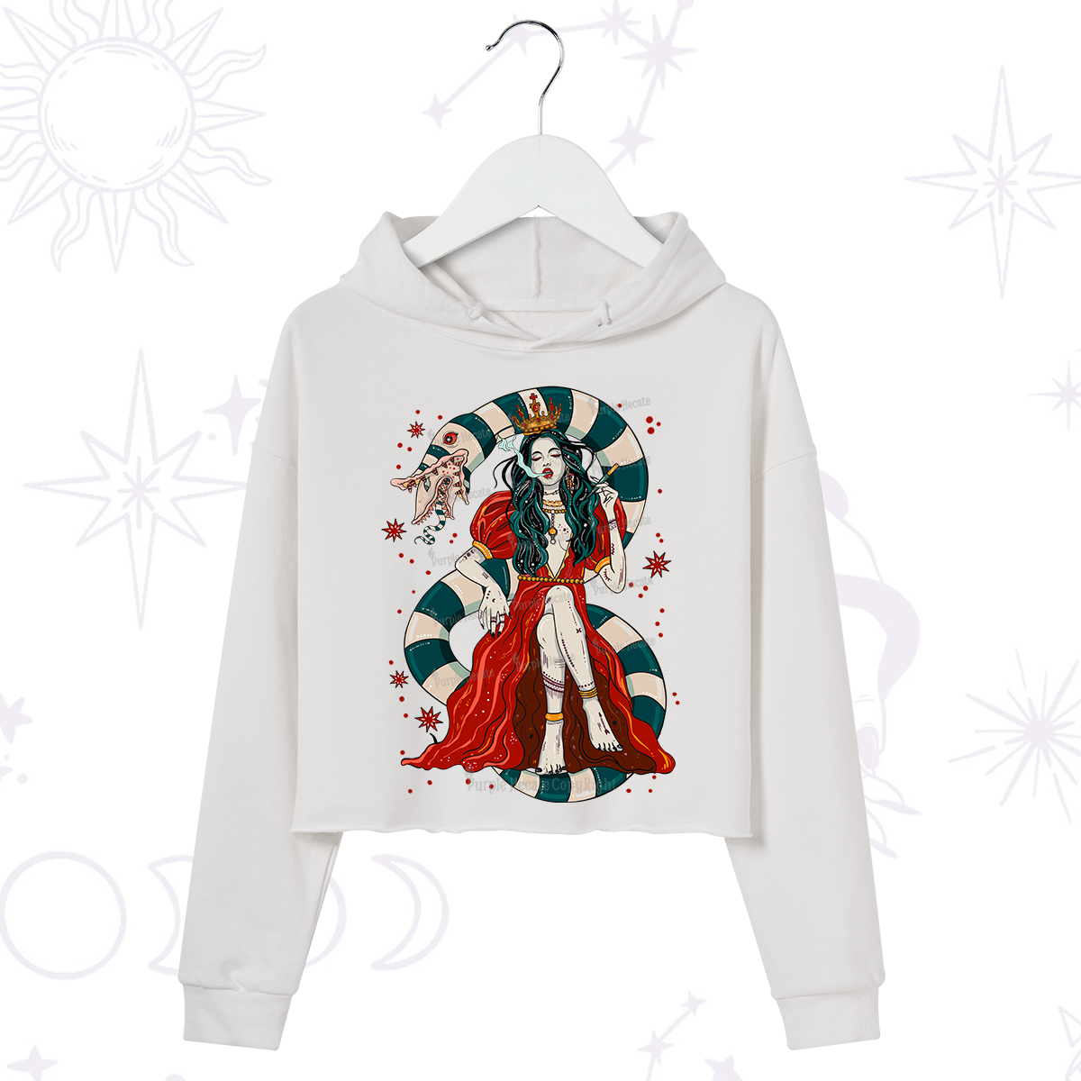 Purplehecate Queen of the Sandworms Crop Hoodie