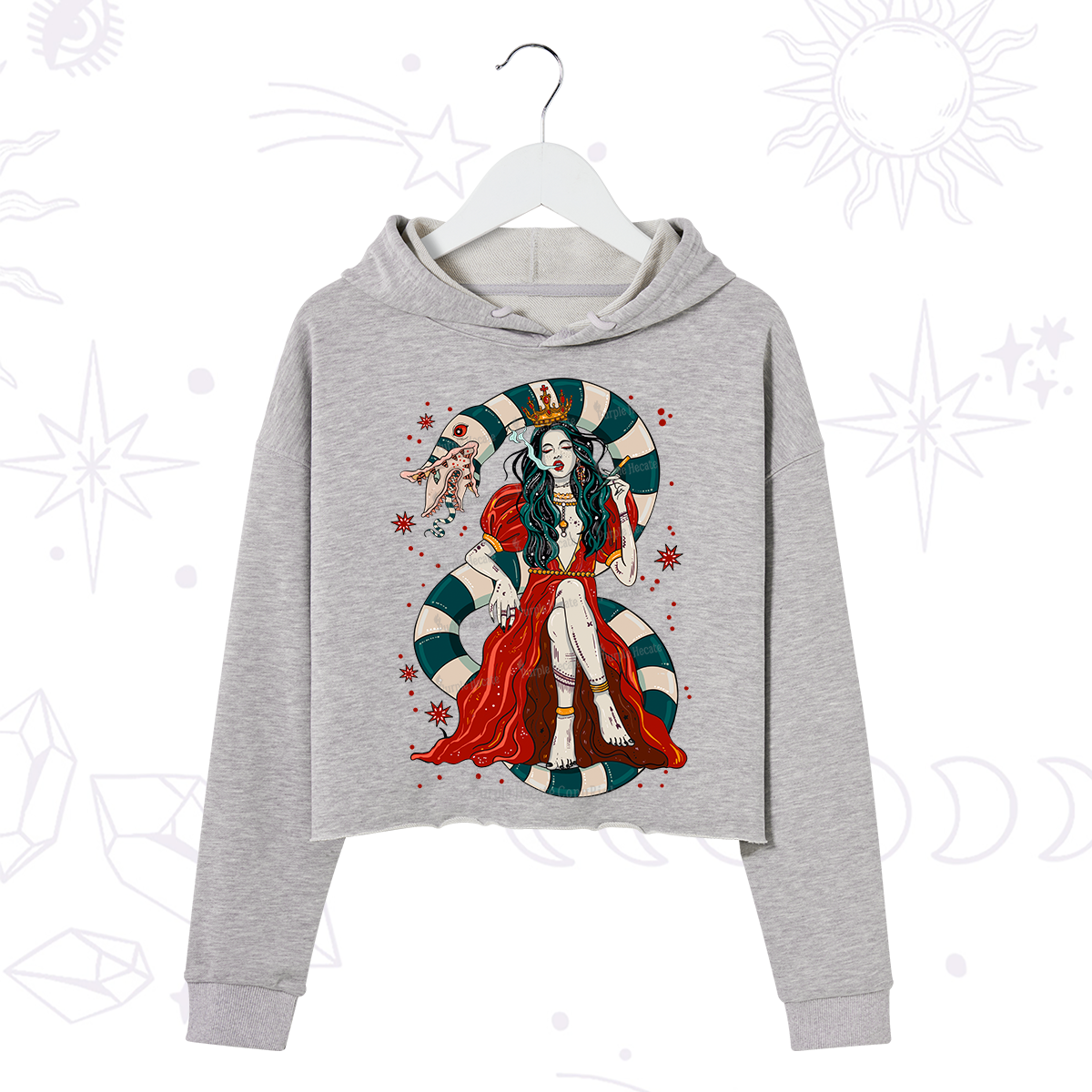 Purplehecate Queen of the Sandworms Crop Hoodie