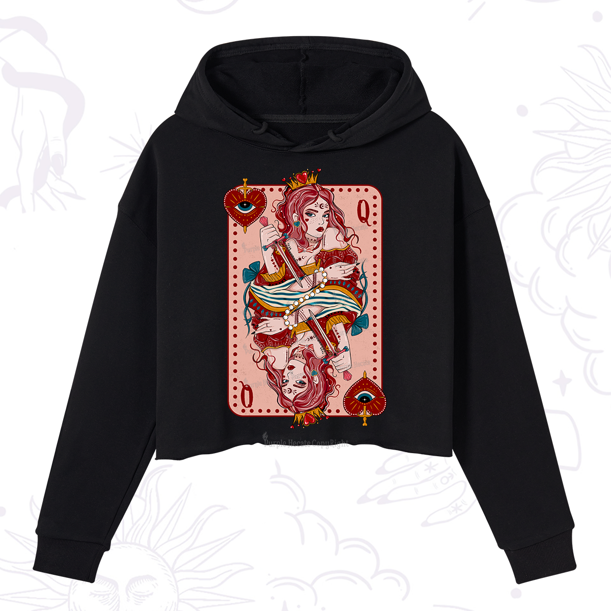 Purplehecate Queen of Hearts Crop Hoodie
