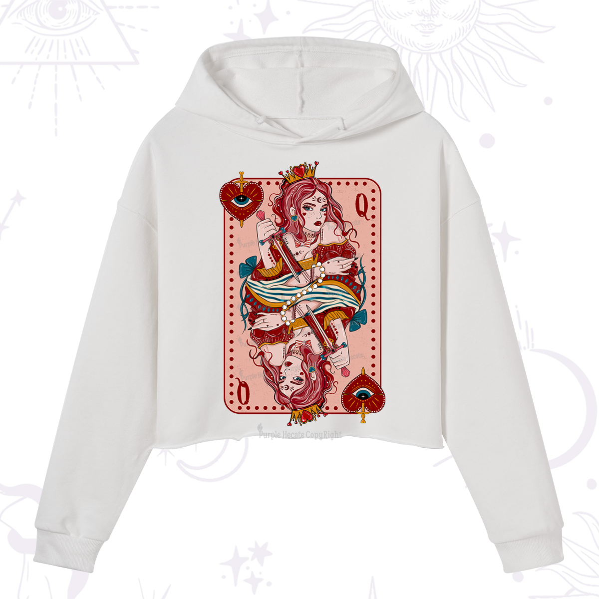 Purplehecate Queen of Hearts Crop Hoodie