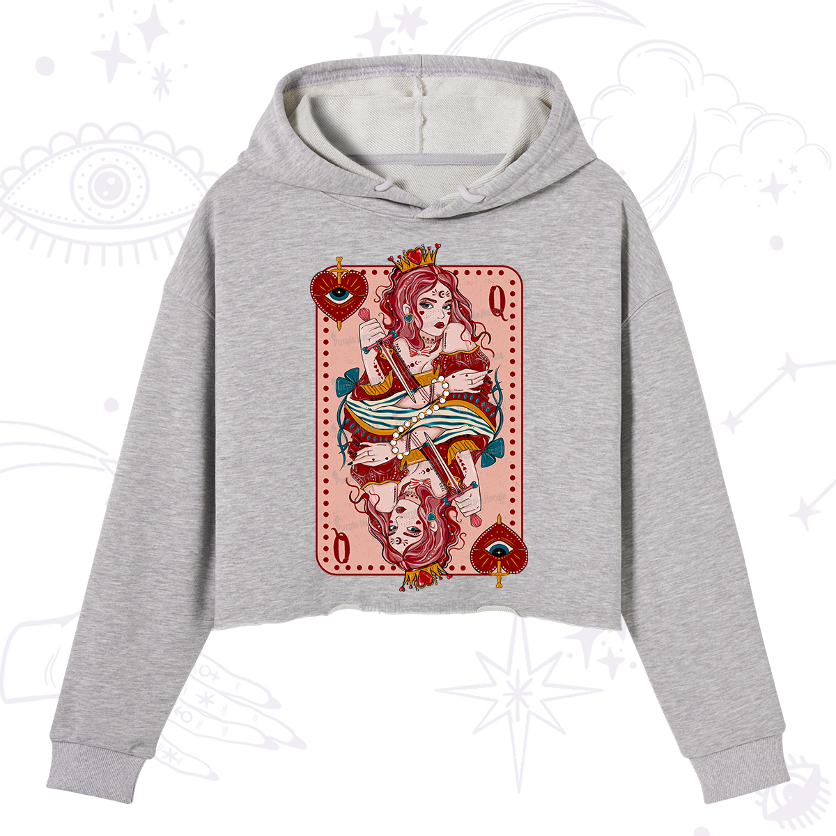 Purplehecate Queen of Hearts Crop Hoodie
