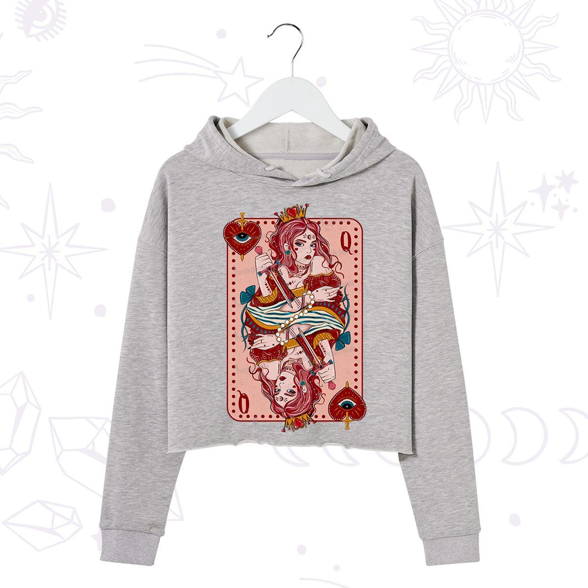Purplehecate Queen of Hearts Crop Hoodie