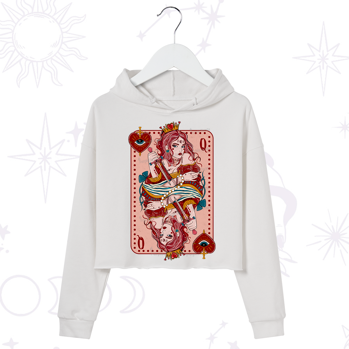 Purplehecate Queen of Hearts Crop Hoodie