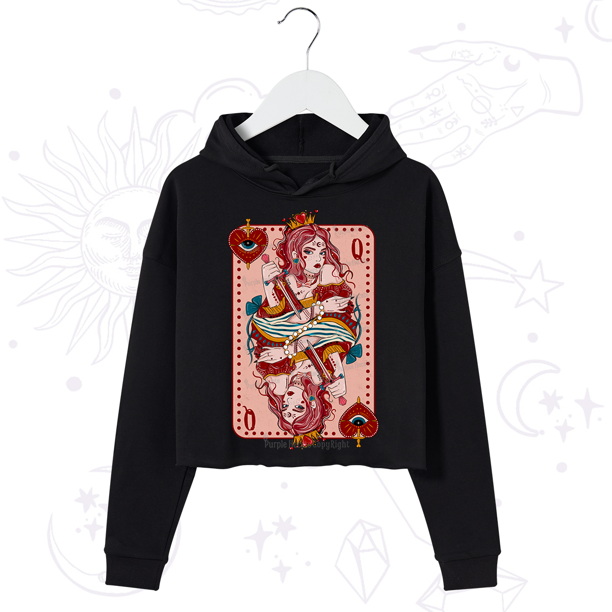 Purplehecate Queen of Hearts Crop Hoodie