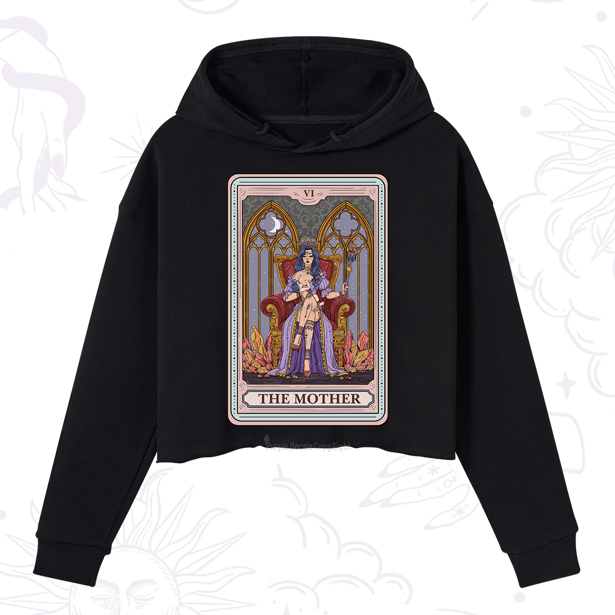 Purplehecate The Mother Tarot Card Crop Hoodie