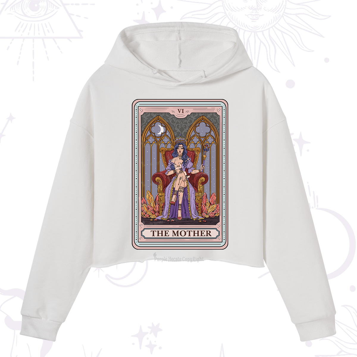 Purplehecate The Mother Tarot Card Crop Hoodie
