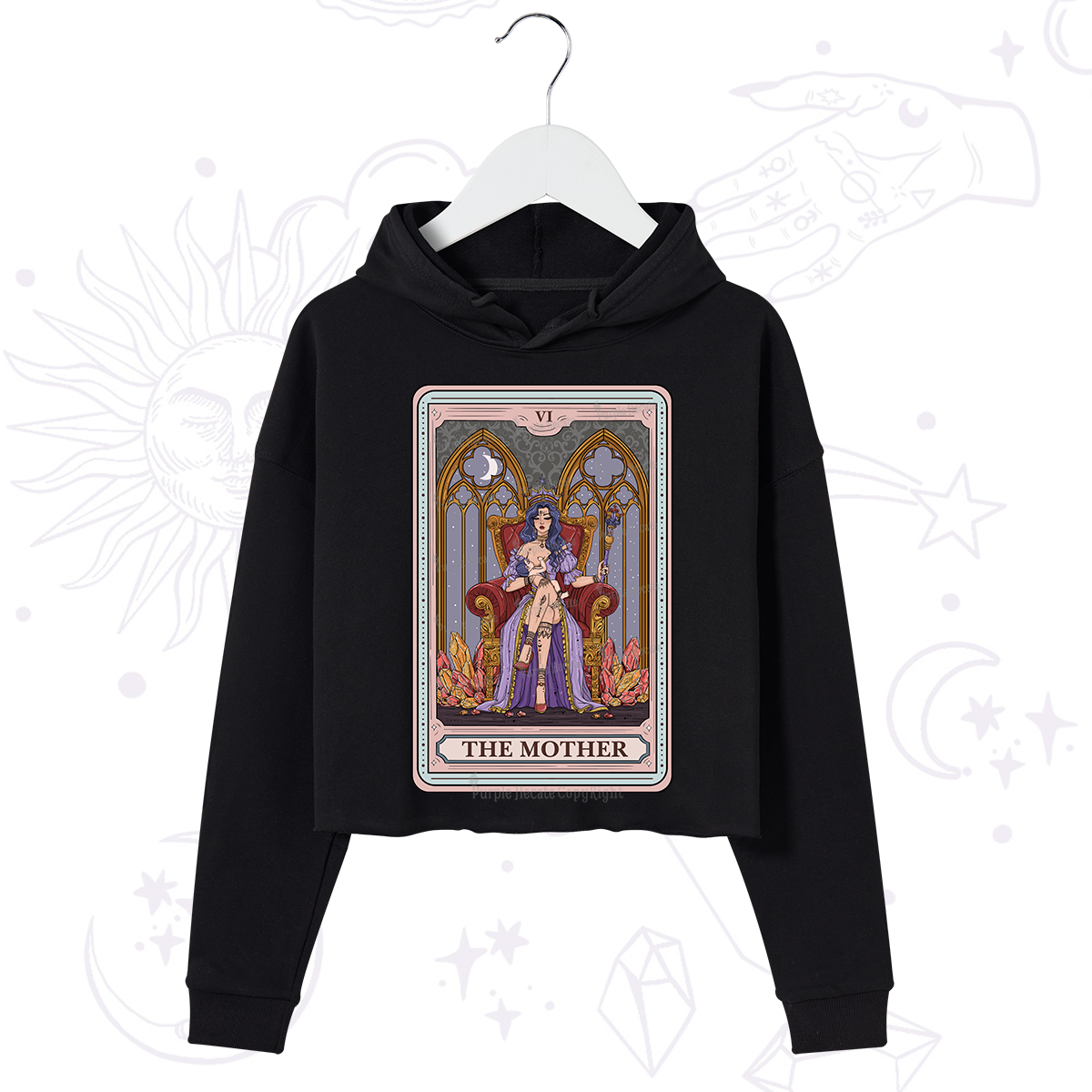 Purplehecate The Mother Tarot Card Crop Hoodie