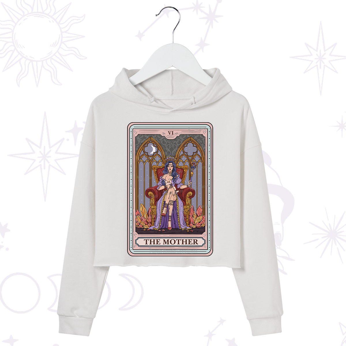 Purplehecate The Mother Tarot Card Crop Hoodie