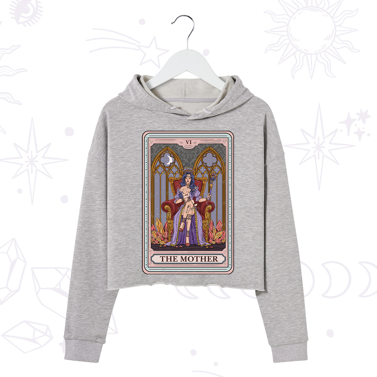 Purplehecate The Mother Tarot Card Crop Hoodie