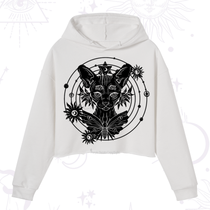 Purplehecate Mystic Sphynx Cat Lover Crop Hoodie