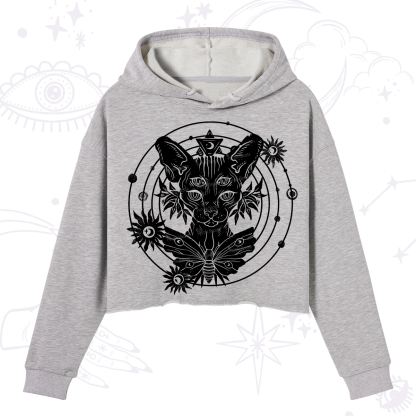 Purplehecate Mystic Sphynx Cat Lover Crop Hoodie