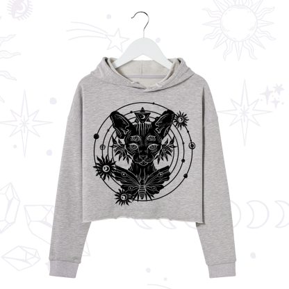 Purplehecate Mystic Sphynx Cat Lover Crop Hoodie