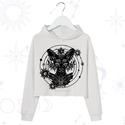 Purplehecate Mystic Sphynx Cat Lover Crop Hoodie