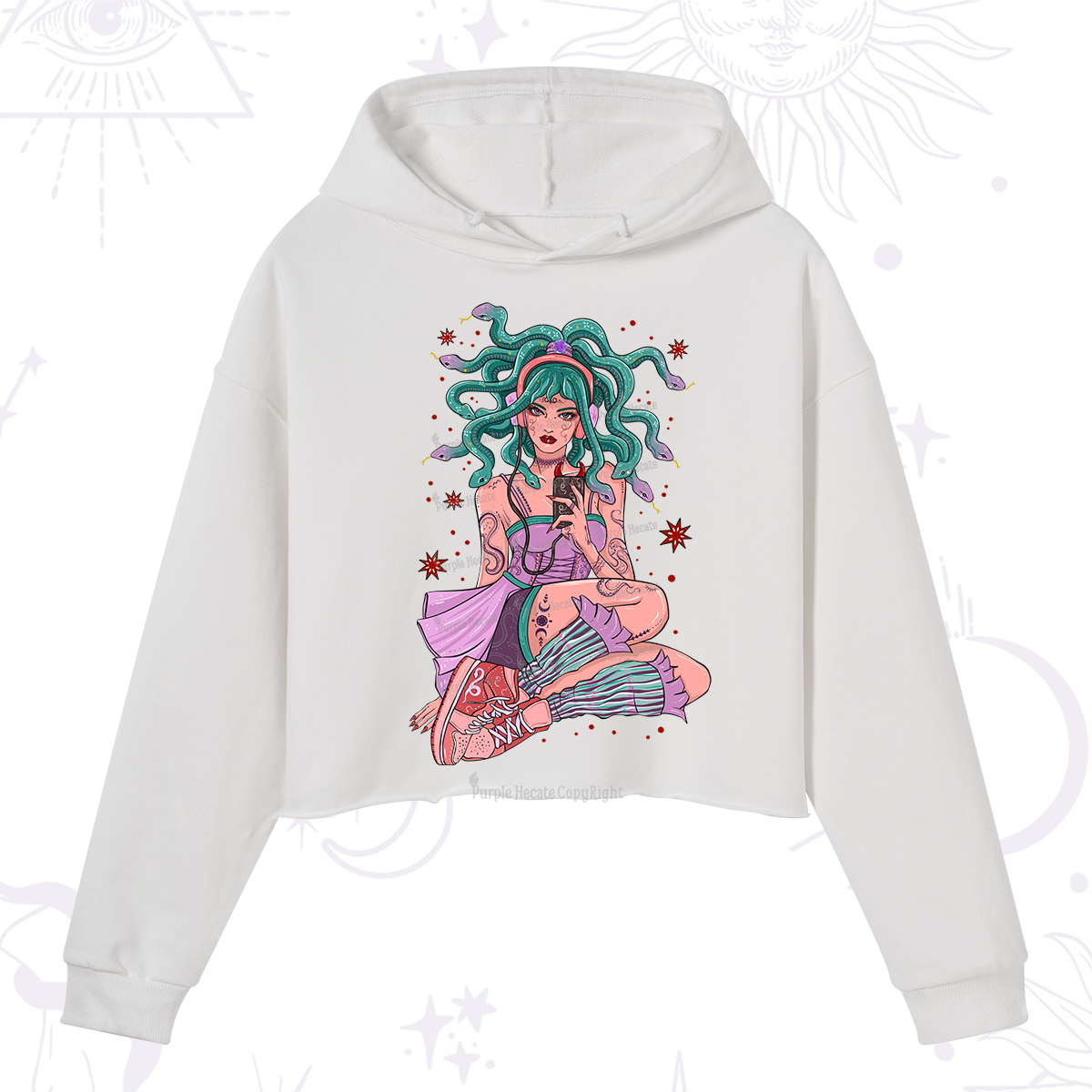 Purplehecate Gorgon Medusa Crop Hoodie