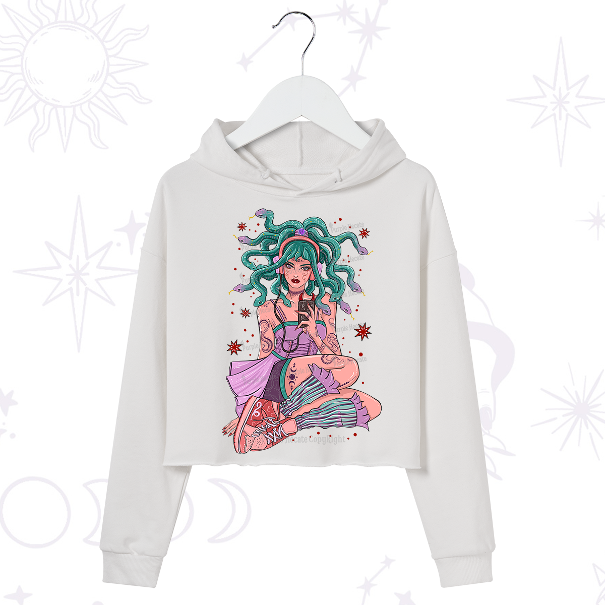 Purplehecate Gorgon Medusa Crop Hoodie