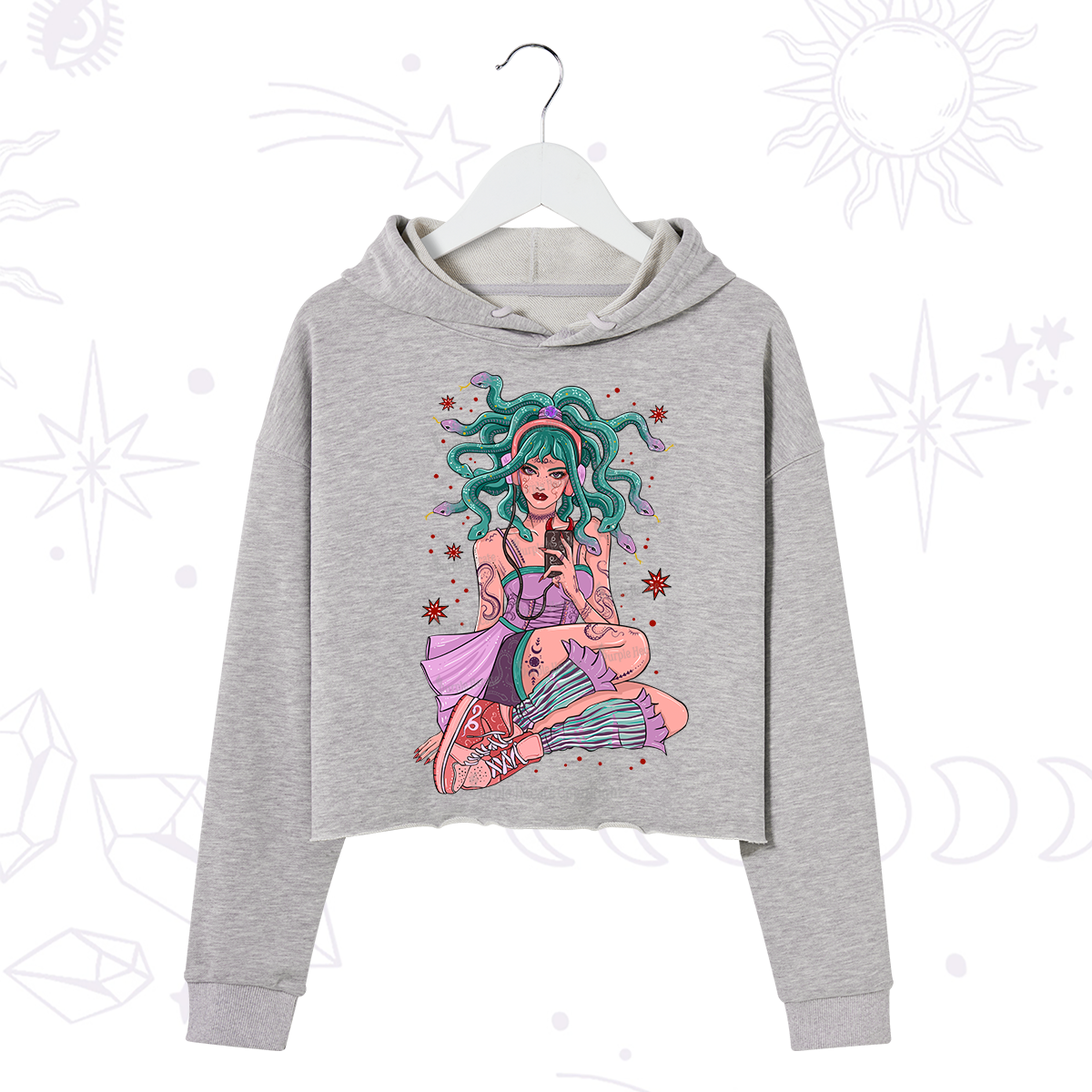 Purplehecate Gorgon Medusa Crop Hoodie