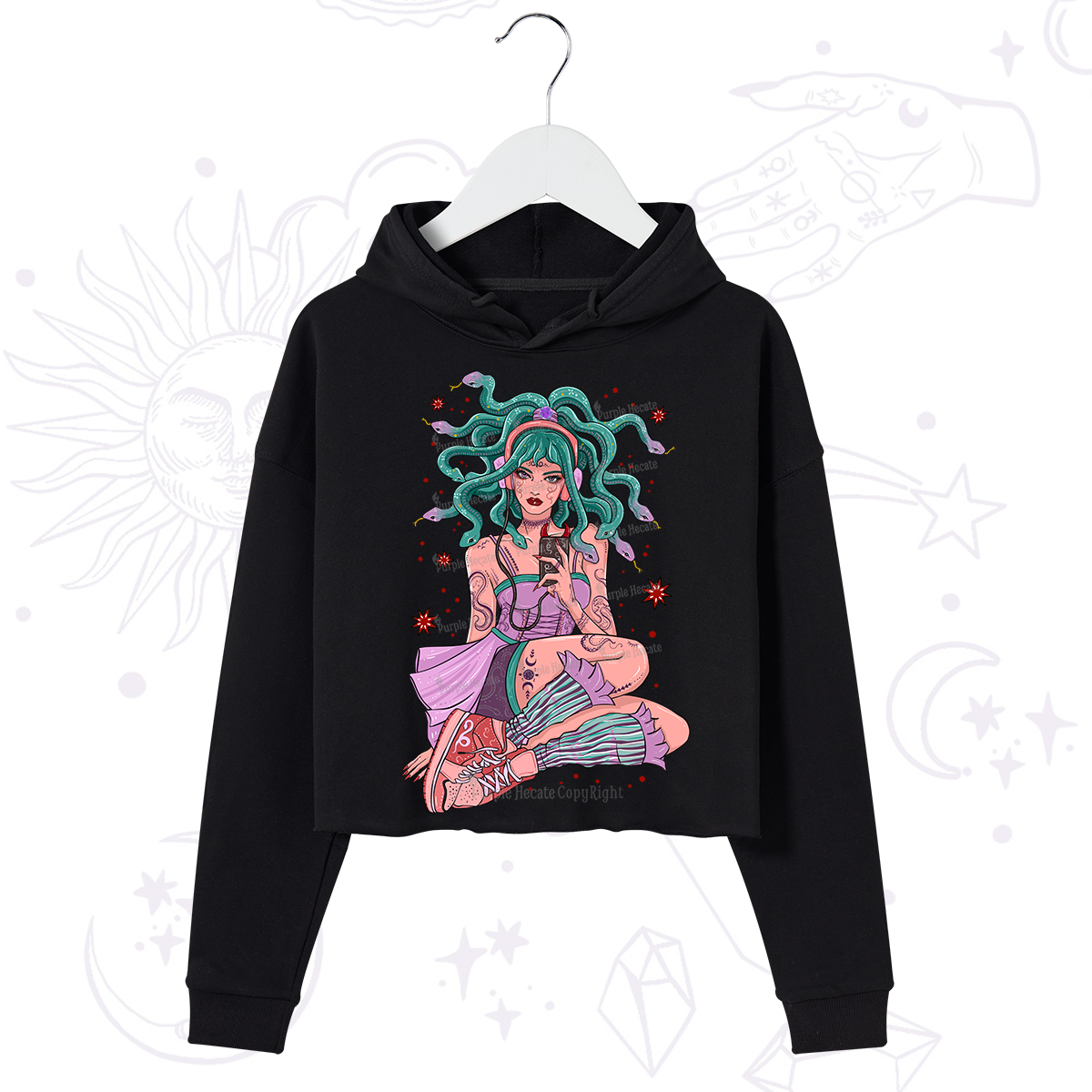 Purplehecate Gorgon Medusa Crop Hoodie