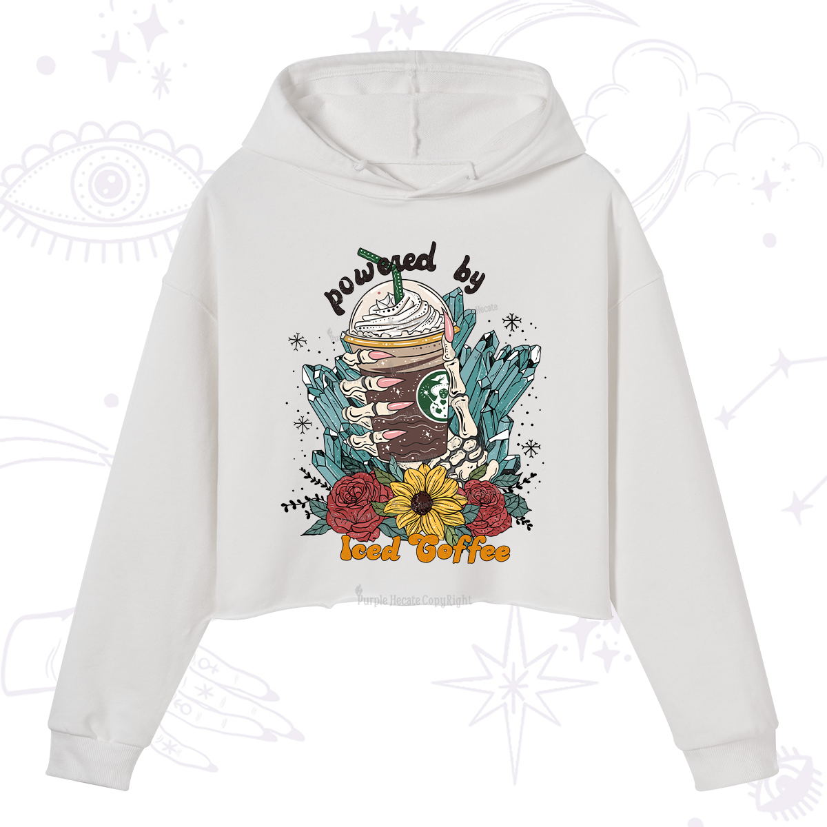 Purplehecate Powered By Ice Coffee Crop Hoodie