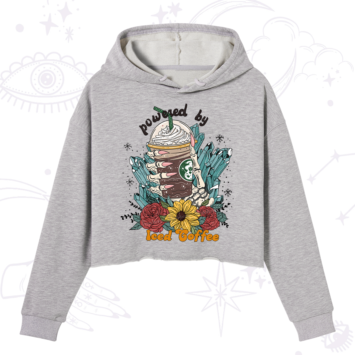 Purplehecate Powered By Ice Coffee Crop Hoodie