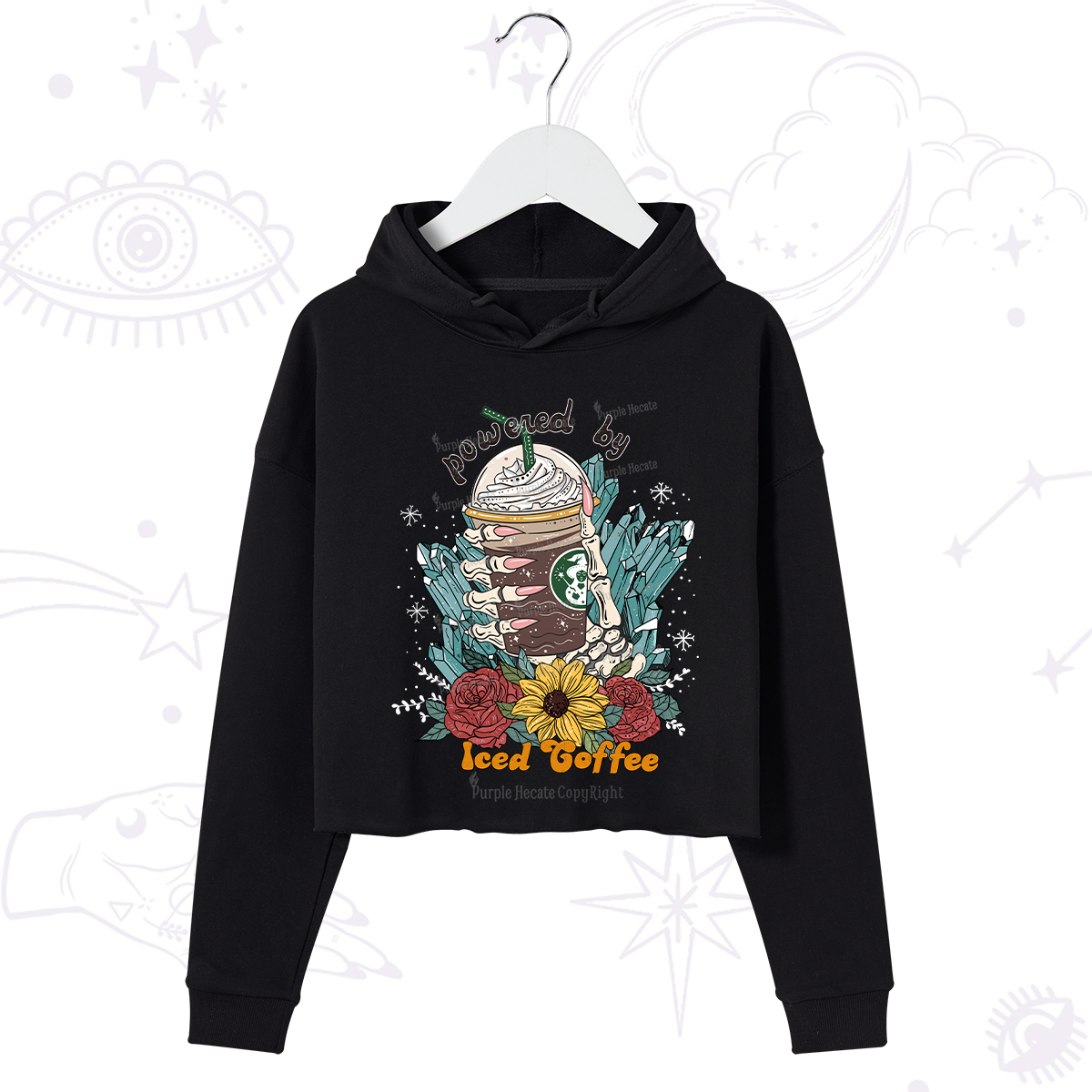 Purplehecate Powered By Ice Coffee Crop Hoodie