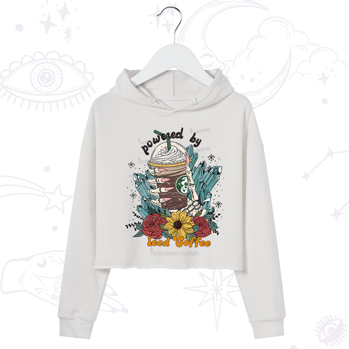Purplehecate Powered By Ice Coffee Crop Hoodie