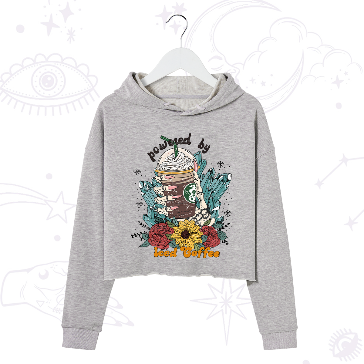 Purplehecate Powered By Ice Coffee Crop Hoodie