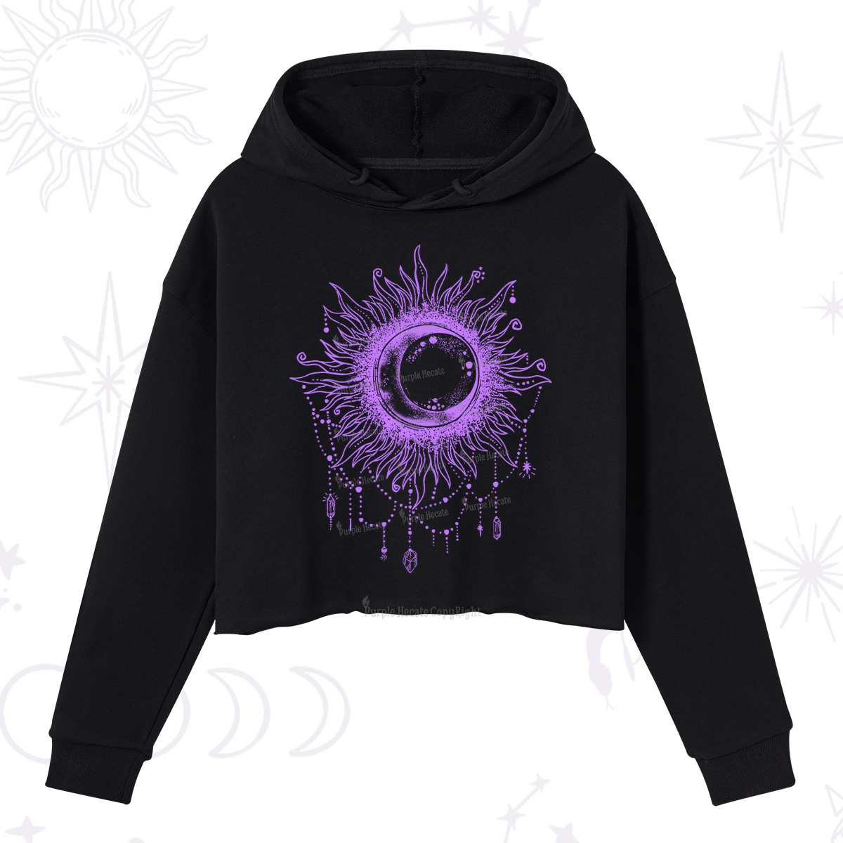 Purplehecate Starry Eye Washed Crop Hoodie