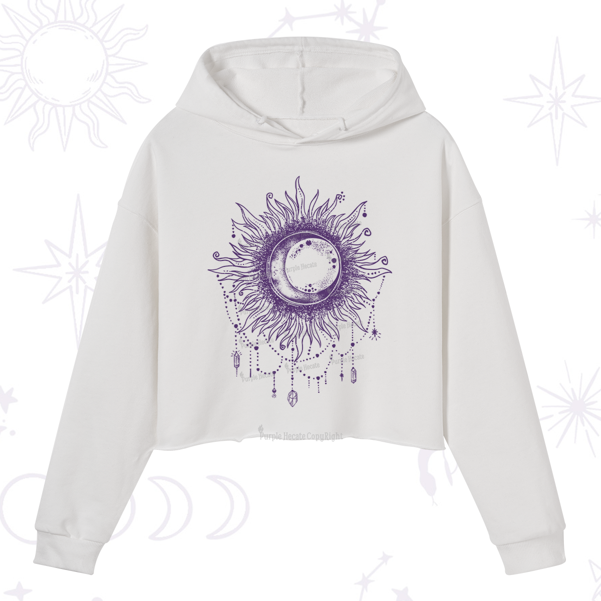 Purplehecate Starry Eye Washed Crop Hoodie