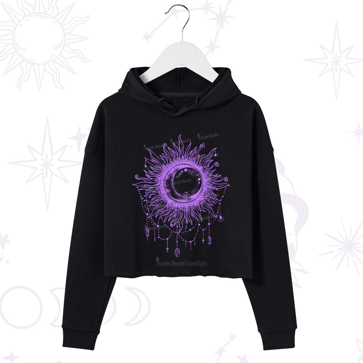 Purplehecate Starry Eye Washed Crop Hoodie