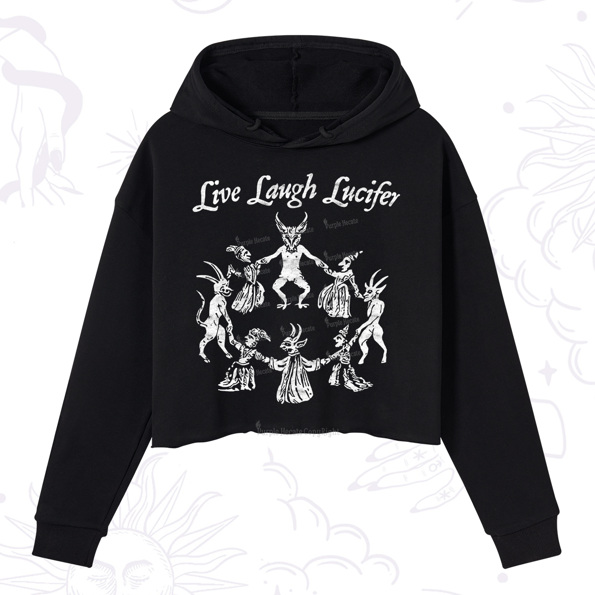 Purplehecate Live Laugh Lucifer Crop Hoodie