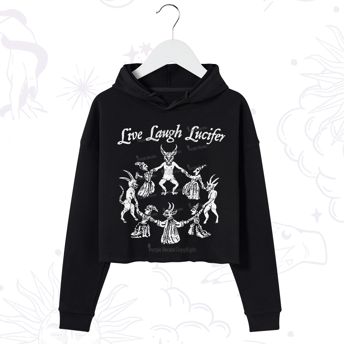 Purplehecate Live Laugh Lucifer Crop Hoodie