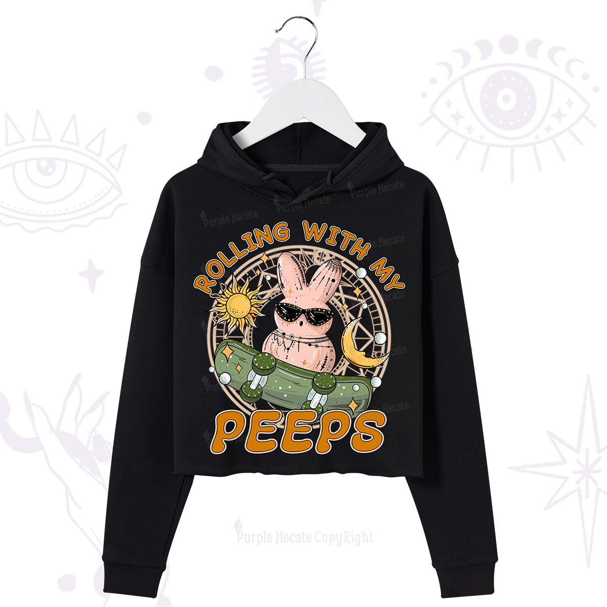 Purplehecate Rolling With My Peeps Crop Hoodie