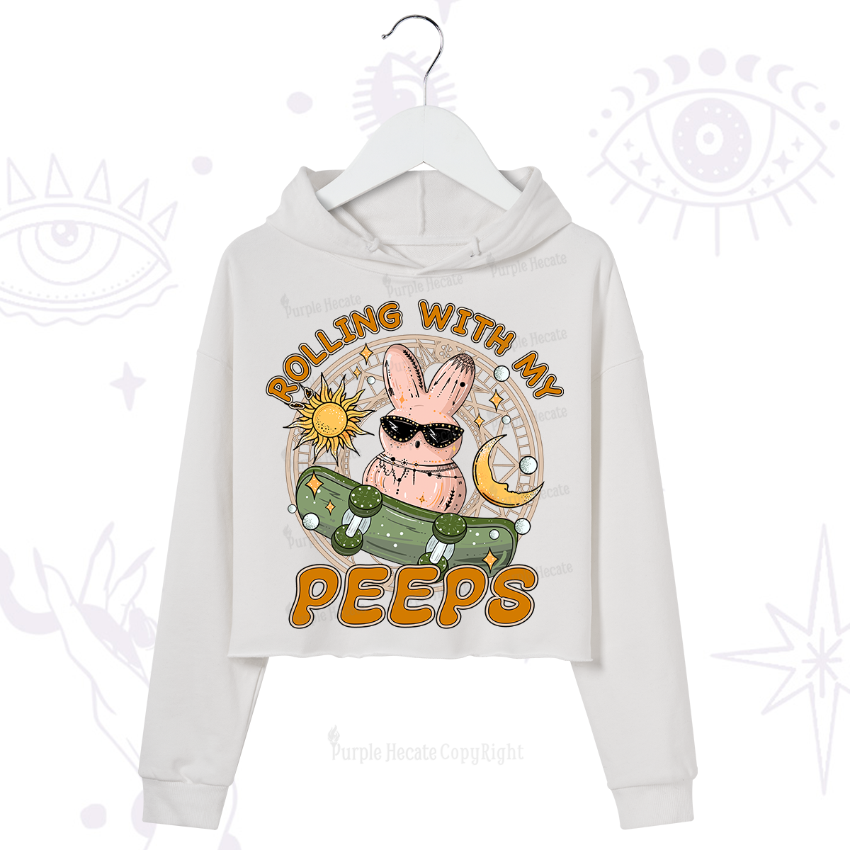 Purplehecate Rolling With My Peeps Crop Hoodie