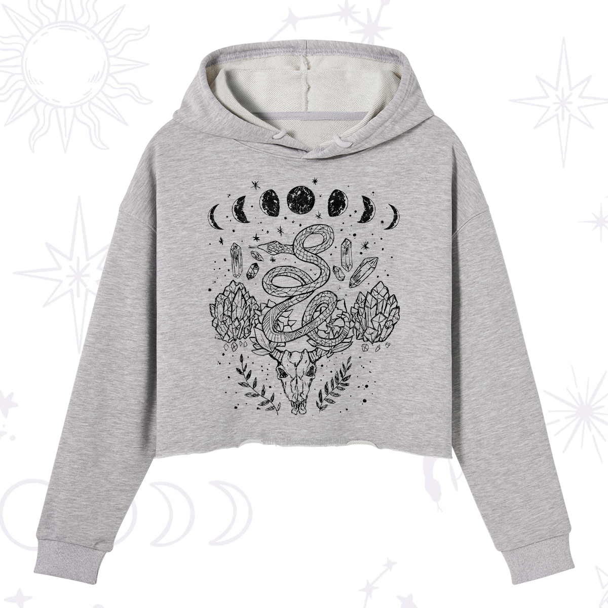 Purplehecate Crystals Witchy Crop Hoodie