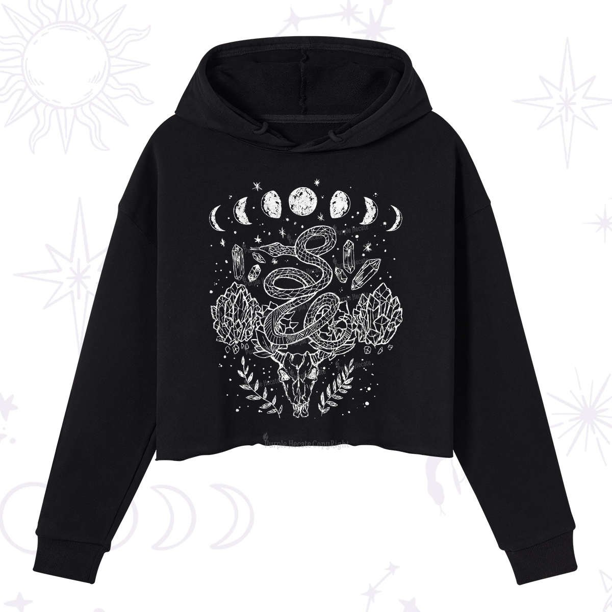 Purplehecate Crystals Witchy Crop Hoodie