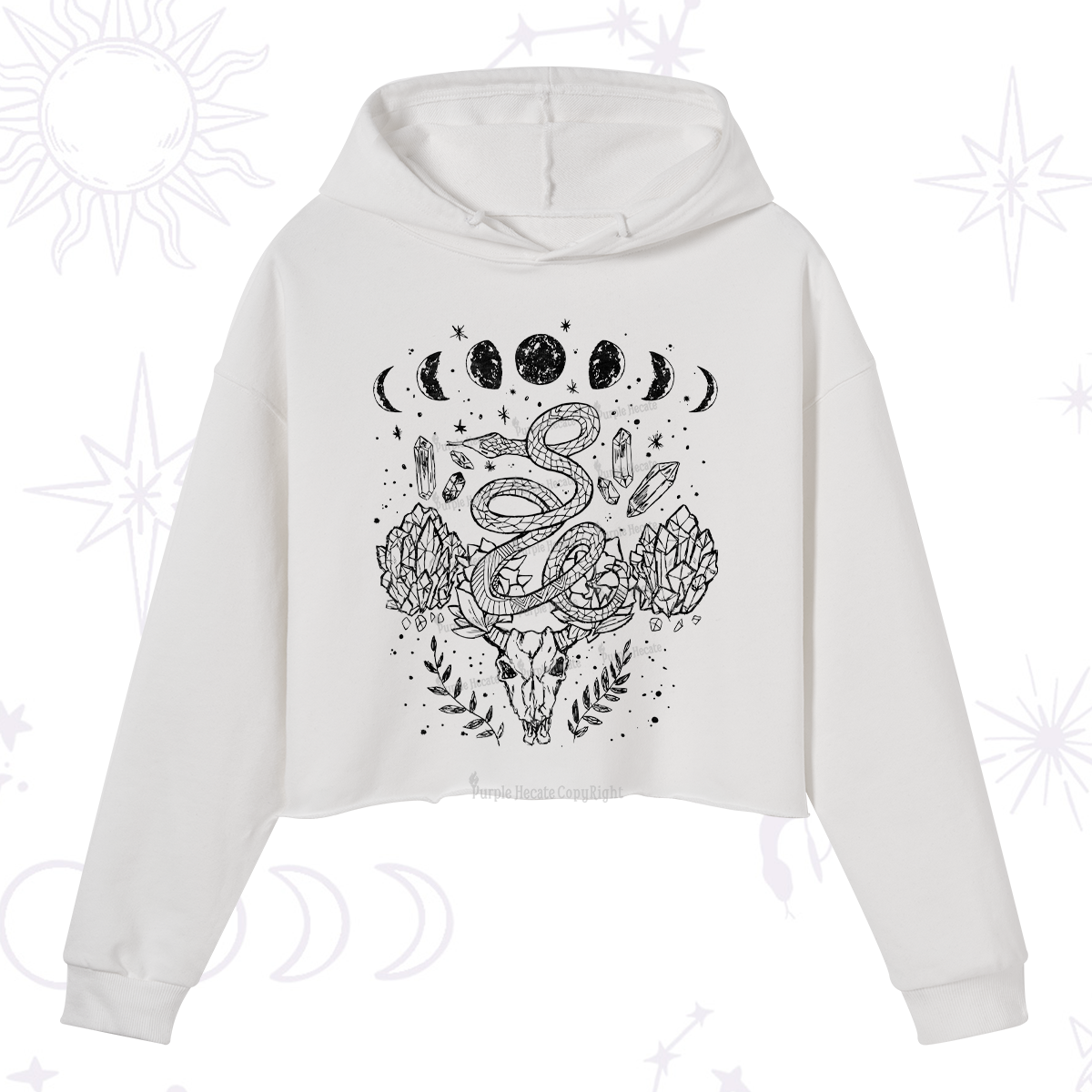 Purplehecate Crystals Witchy Crop Hoodie