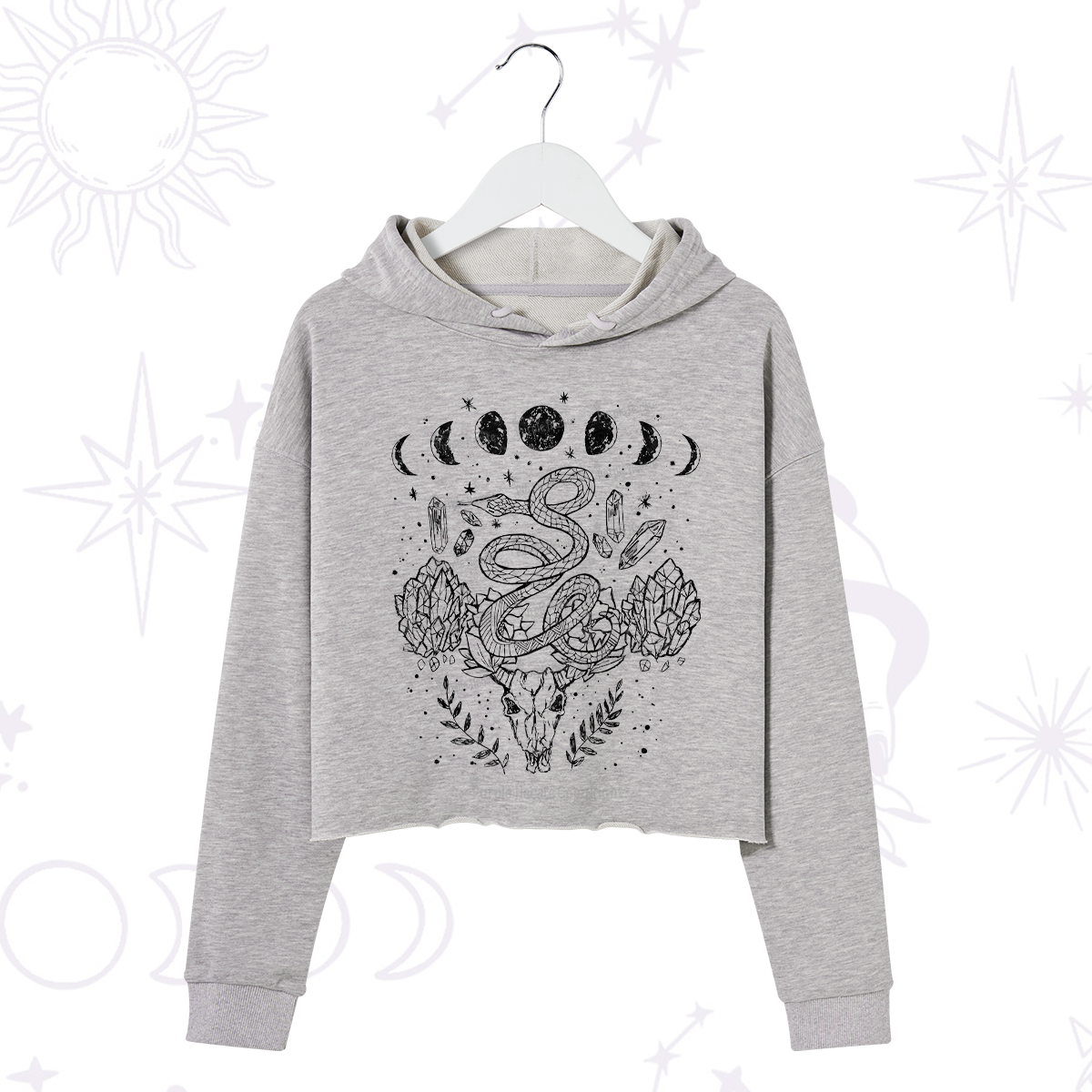 Purplehecate Crystals Witchy Crop Hoodie
