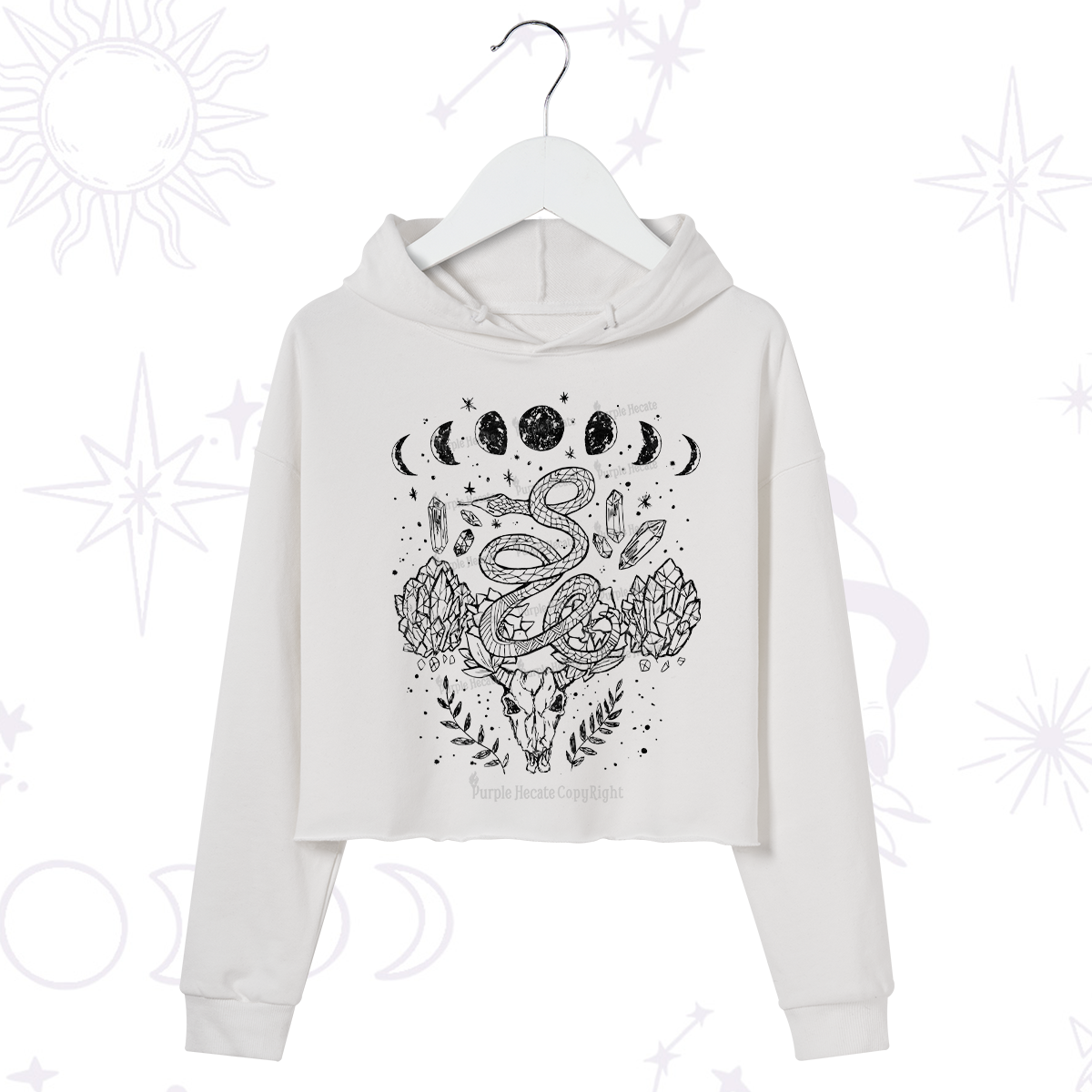 Purplehecate Crystals Witchy Crop Hoodie