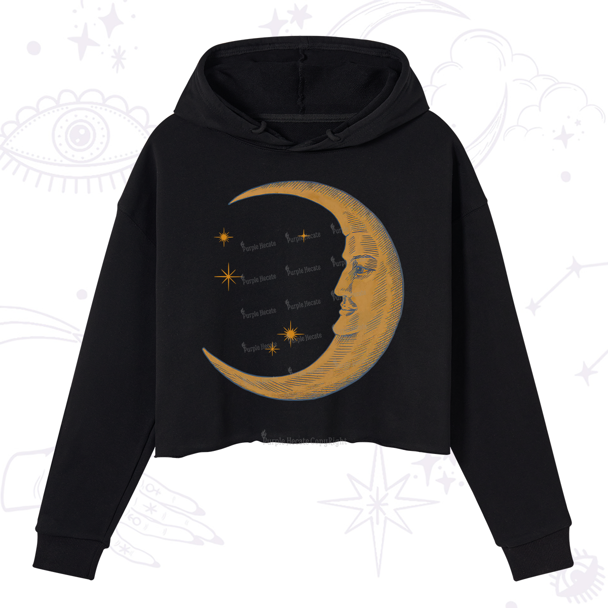 Purplehecate Celestial Moon Crop Hoodie