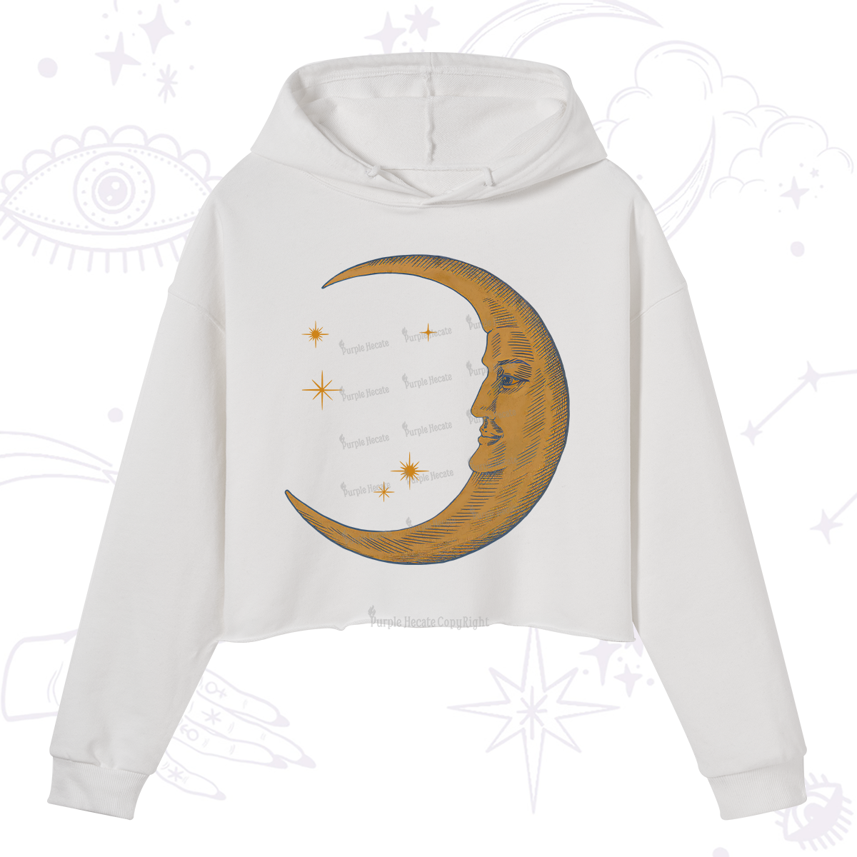 Purplehecate Celestial Moon Crop Hoodie