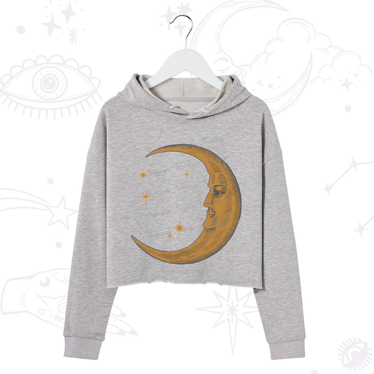 Purplehecate Celestial Moon Crop Hoodie