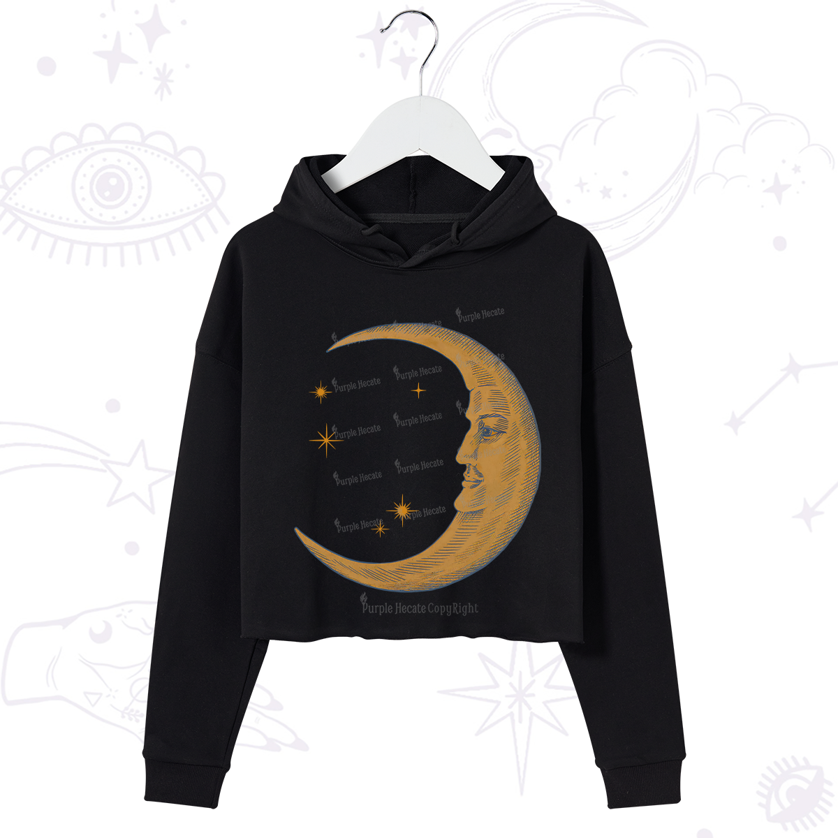 Purplehecate Celestial Moon Crop Hoodie