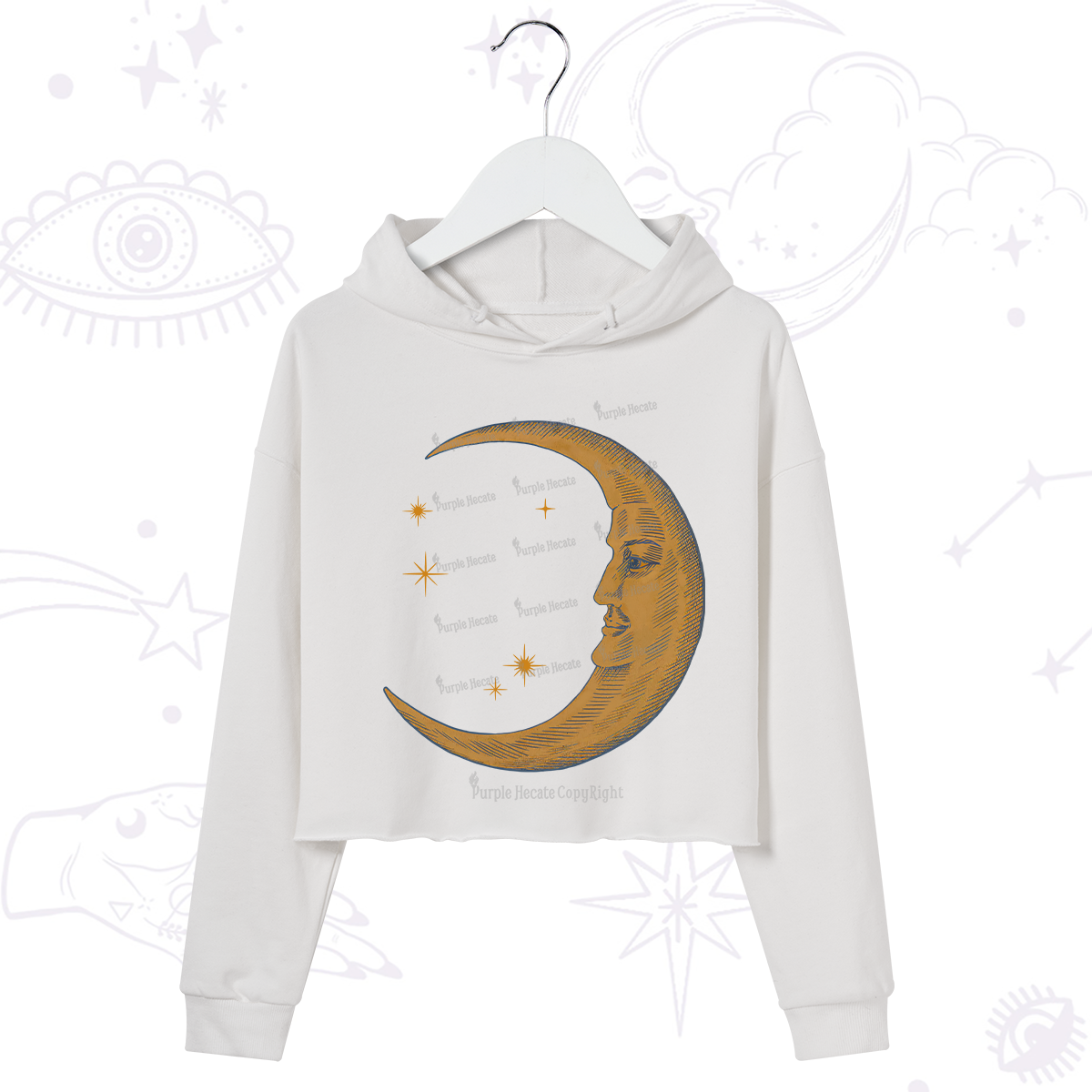 Purplehecate Celestial Moon Crop Hoodie