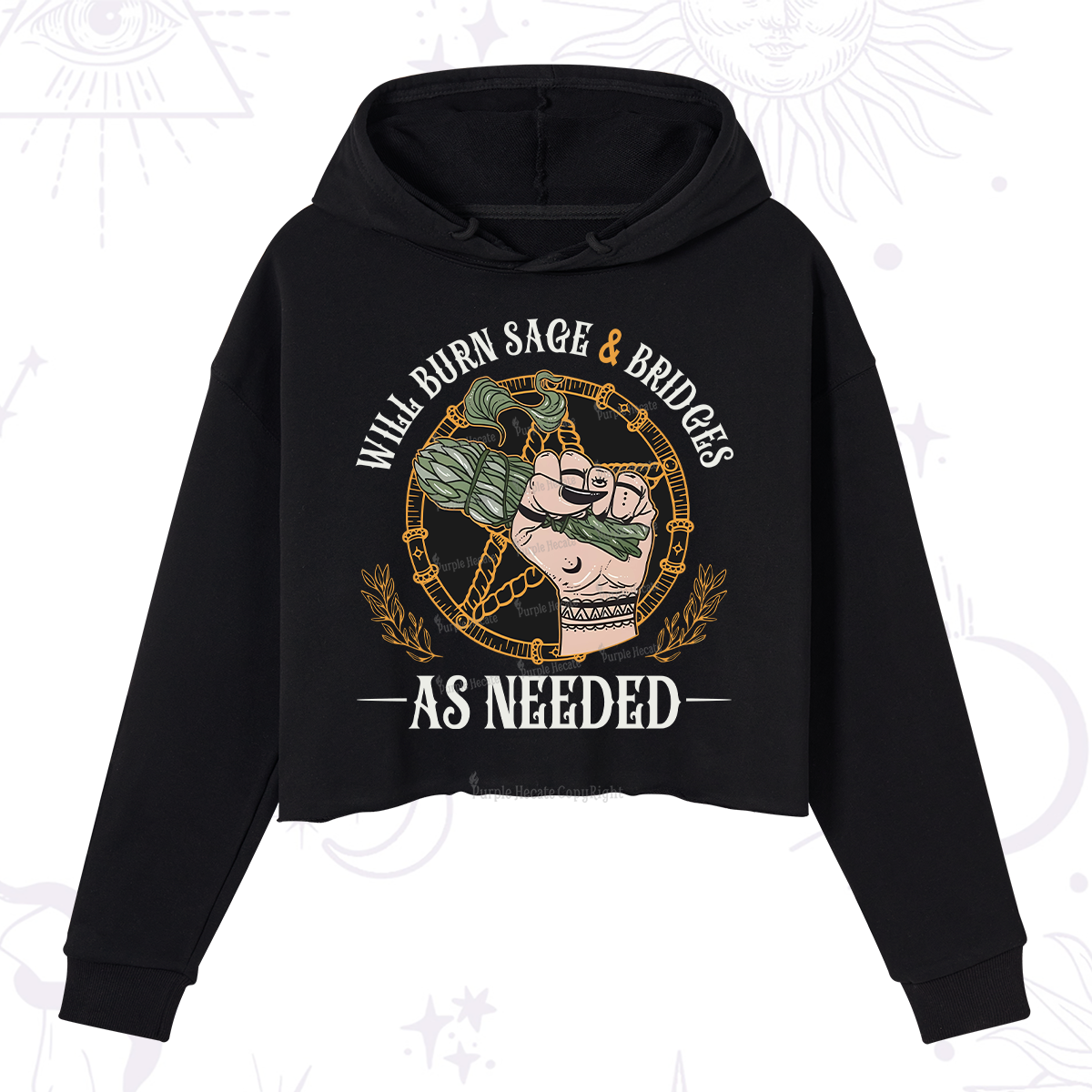 Purplehecate Will Burn Sage And Bridges Crop Hoodie