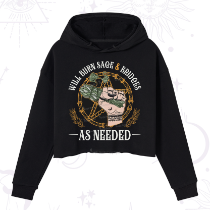 Purplehecate Will Burn Sage And Bridges Crop Hoodie