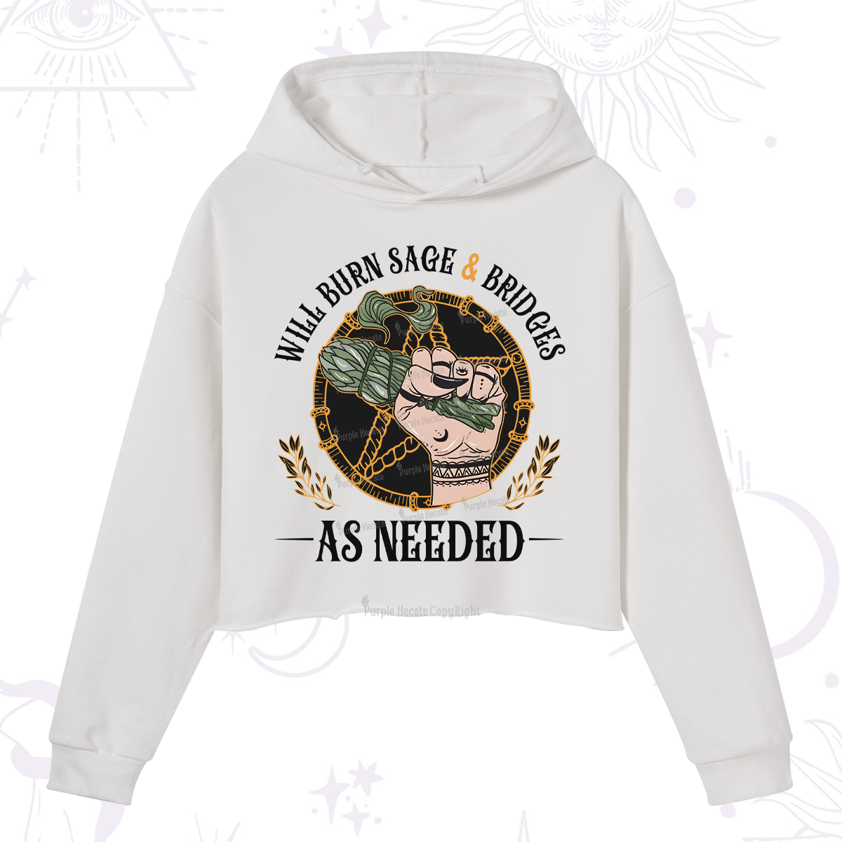 Purplehecate Will Burn Sage And Bridges Crop Hoodie