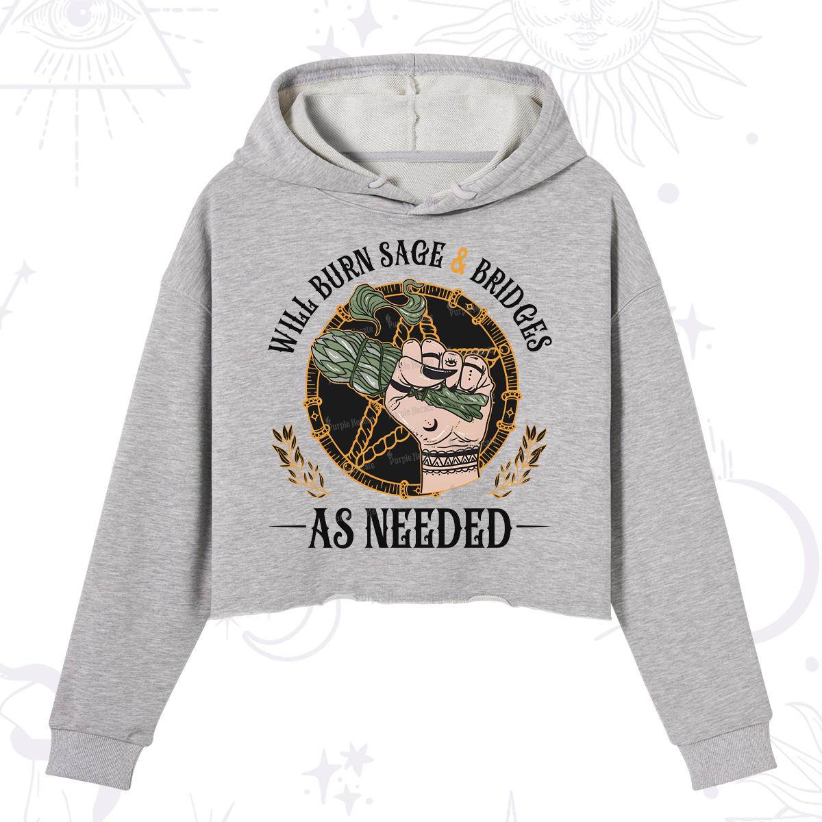 Purplehecate Will Burn Sage And Bridges Crop Hoodie