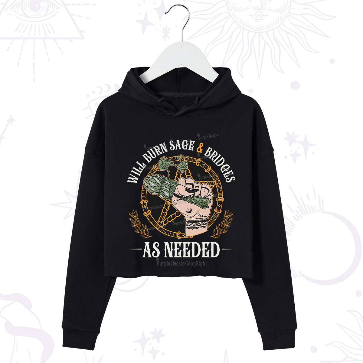 Purplehecate Will Burn Sage And Bridges Crop Hoodie