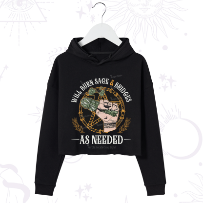 Purplehecate Will Burn Sage And Bridges Crop Hoodie