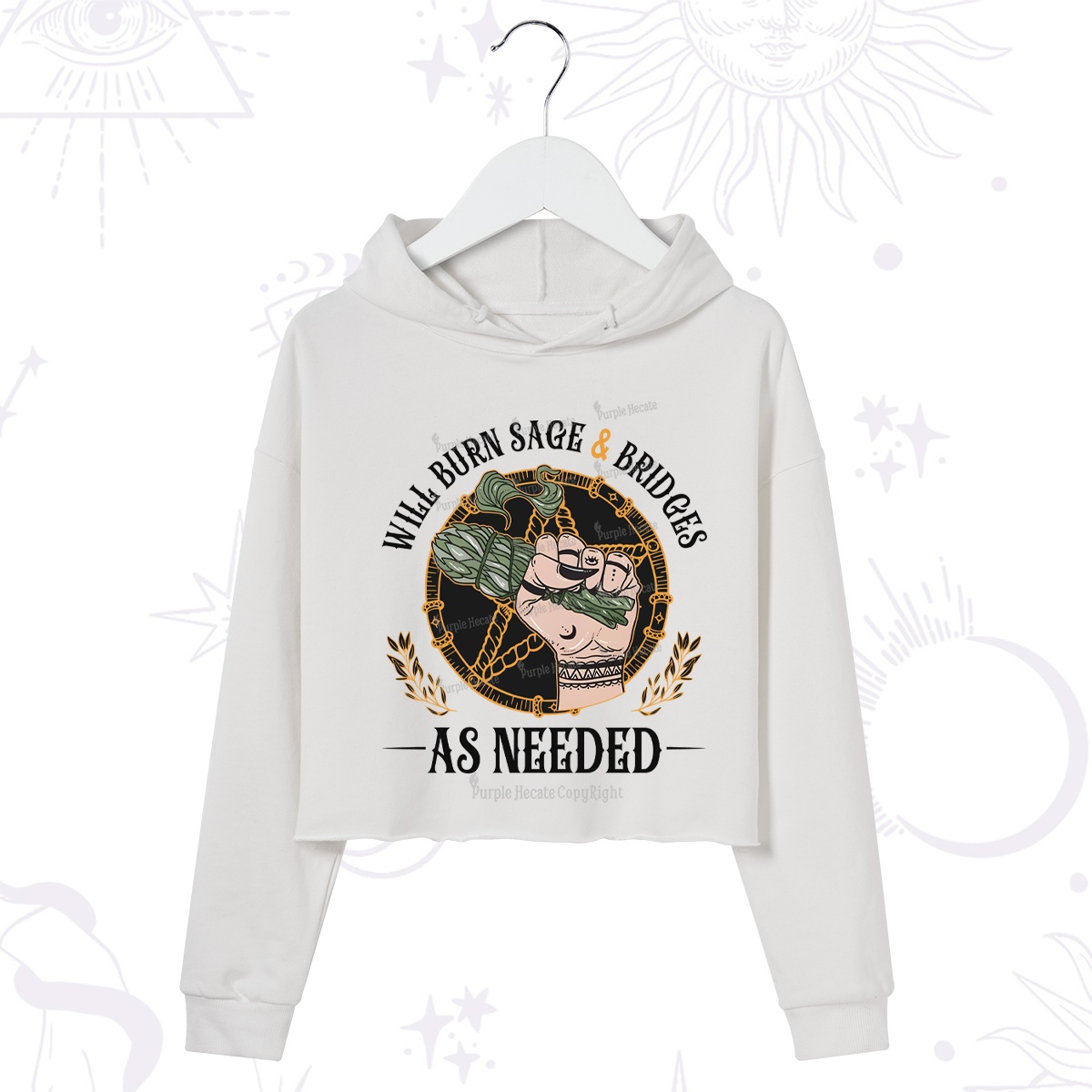Purplehecate Will Burn Sage And Bridges Crop Hoodie